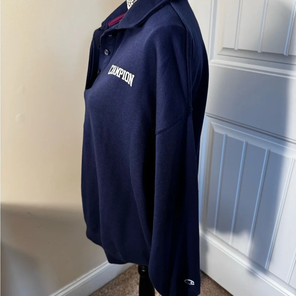 Champion Navy Blue Quarter-Button Pullover Sweatshirt NWT - Picture 4 of 8